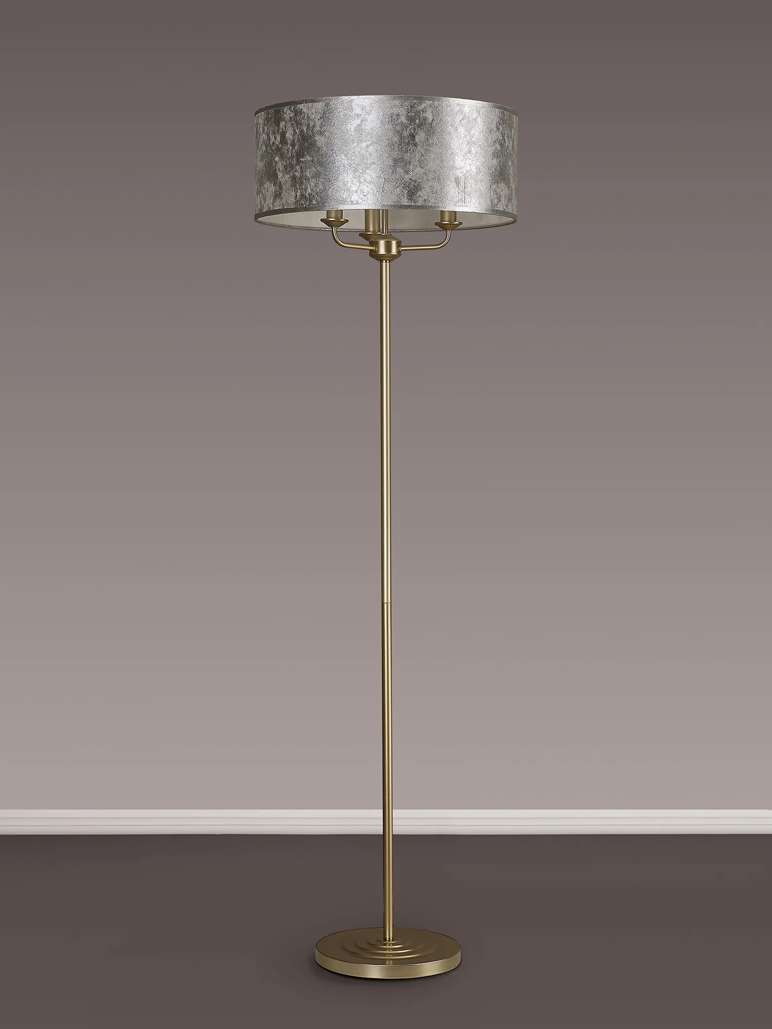 Banyan 45cm 3 Light Floor Lamp Champagne Gold; Silver Leaf DK1006  Deco Banyan CG SL